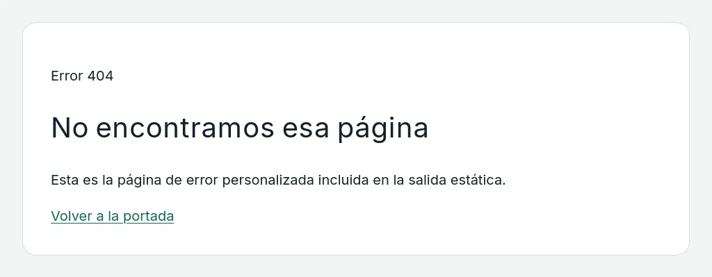 Página 404 personalizada generada por Astro. La imagen muestra el contenido, no el status HTTP.