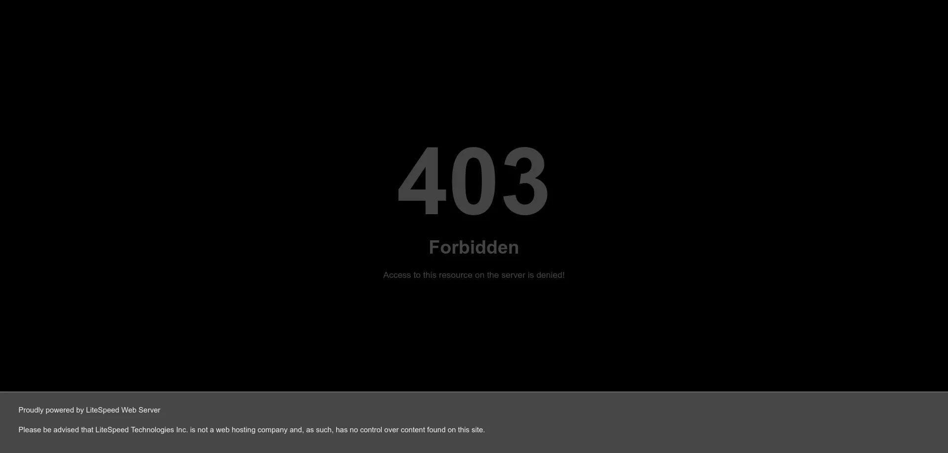 Página de error 403 Forbidden de LiteSpeed para el recurso probado.