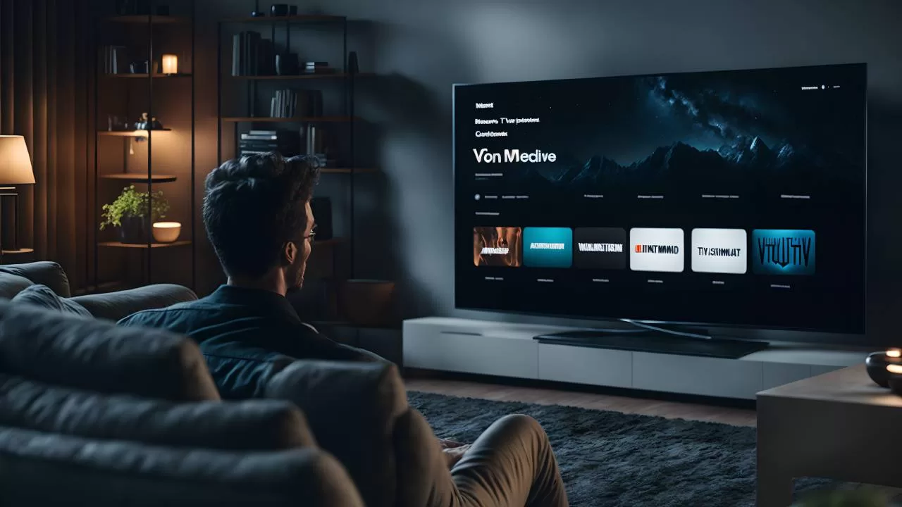 Un hombre sentado al frente de su televisor